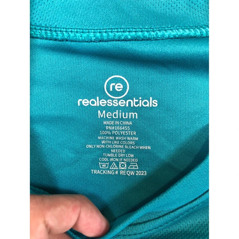 Real Essentials kids Activewear T-Shirt Set 4 Pack Medium Black Green Teal White